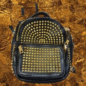MMS Design Studio Black and Gold Studded Backpack